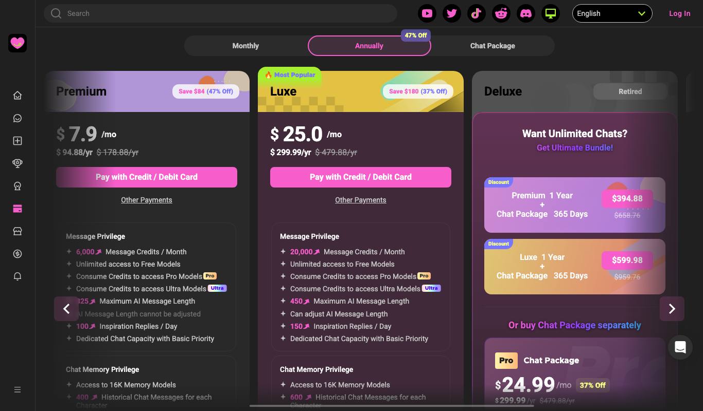 CrushOn.AI pricing page