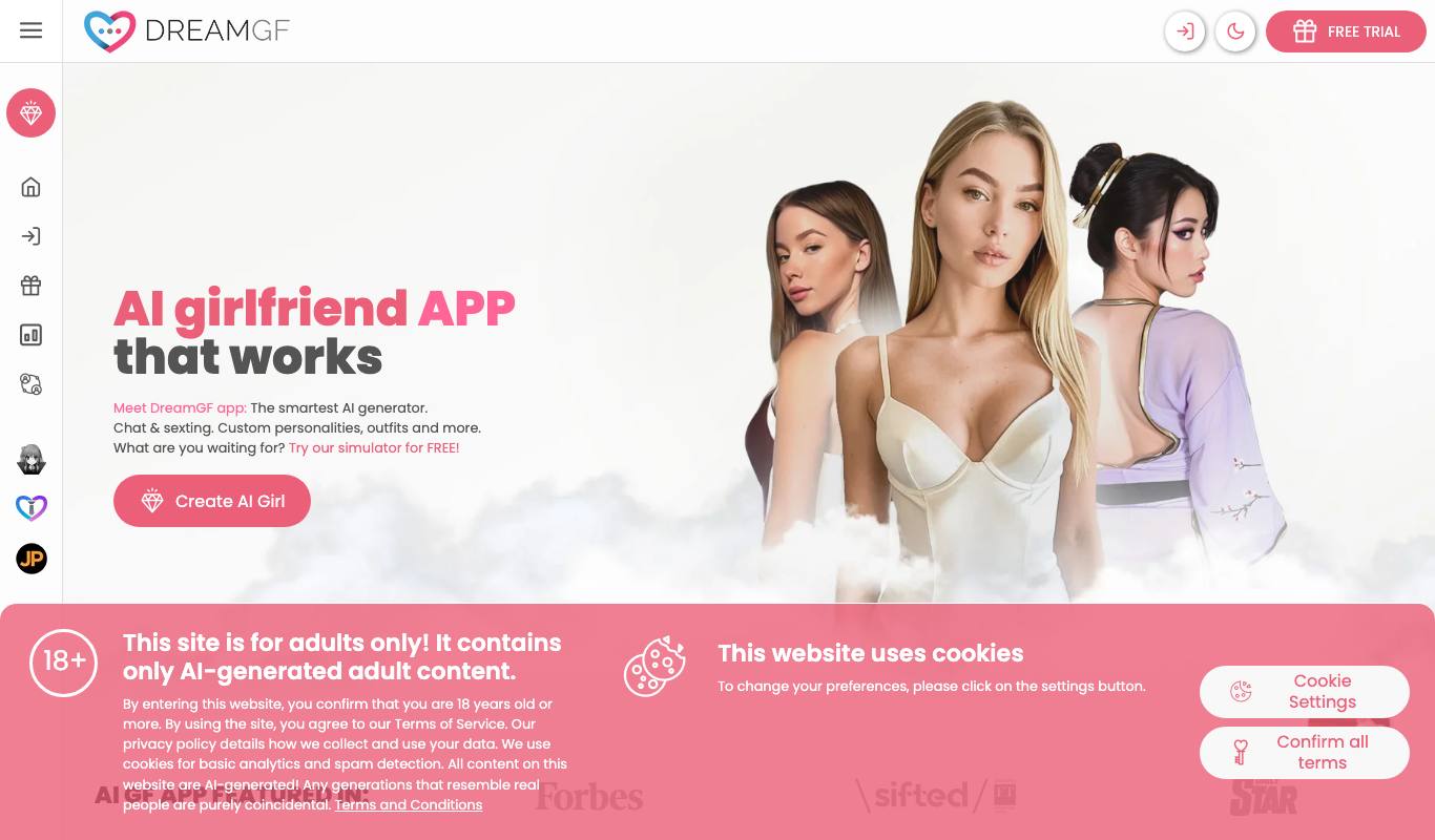 DreamGF website screenshot