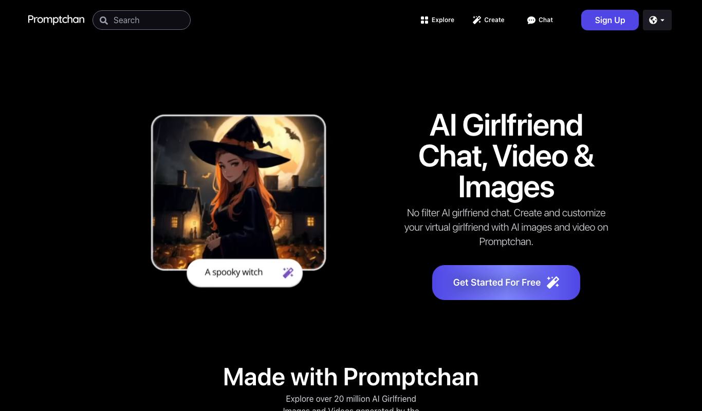 Promptchan AI website screenshot