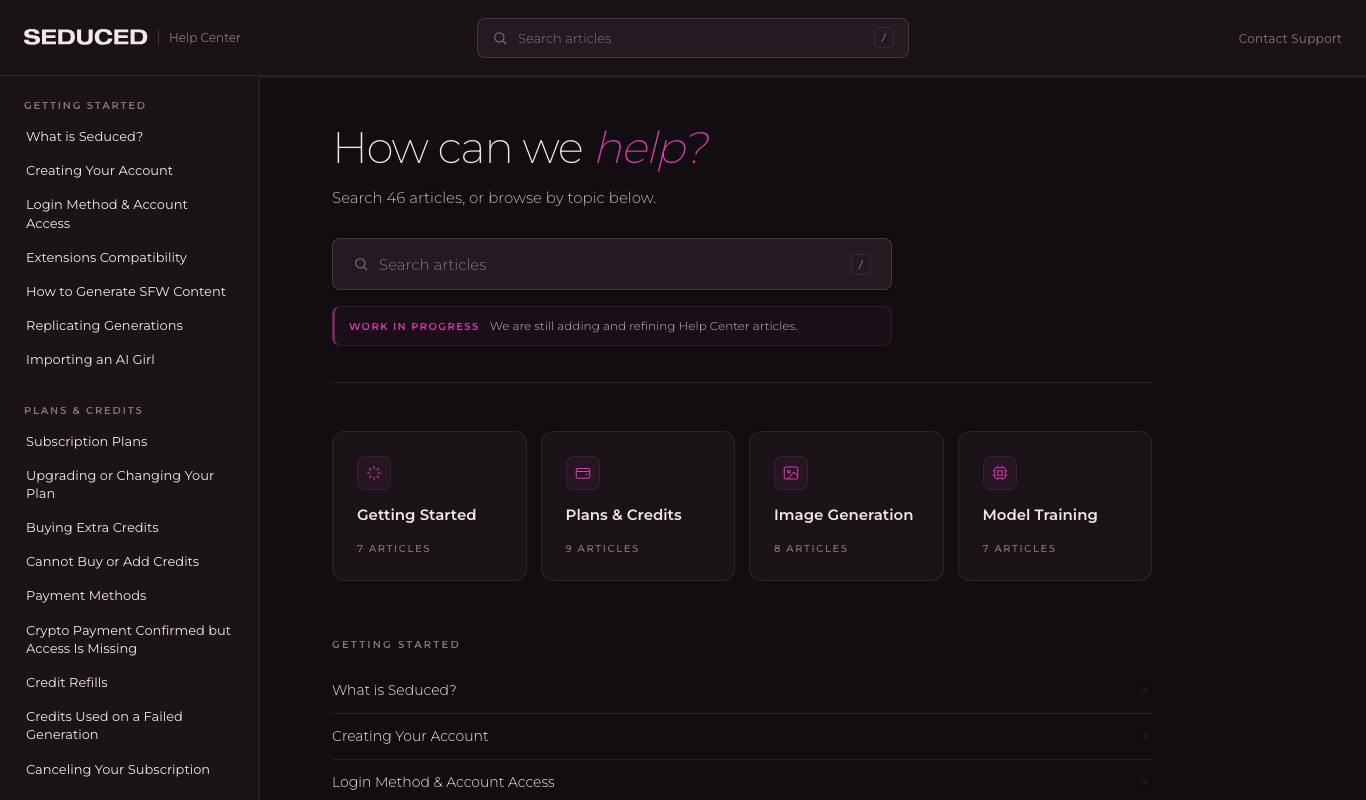 Seduced AI pricing page