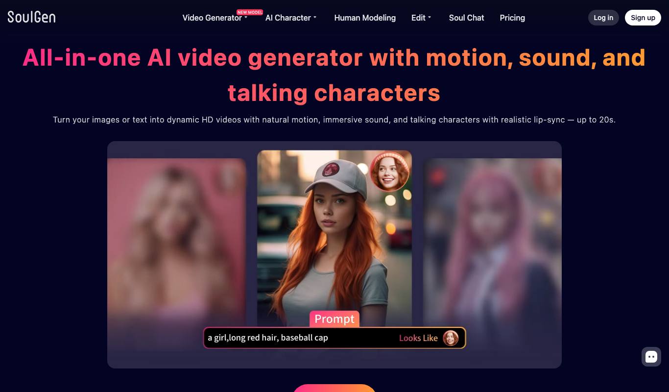 SoulGen website screenshot