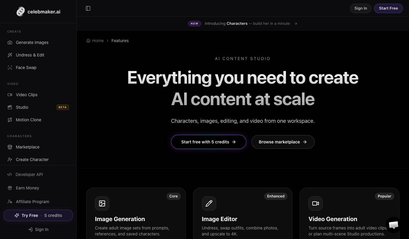 CelebMakerAI features