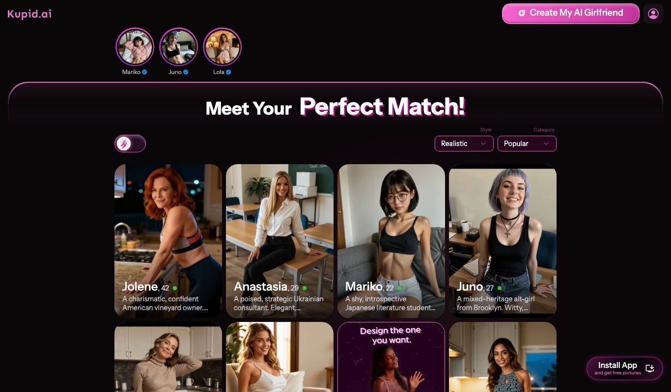 Kupid AI website screenshot